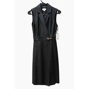 Calvin Klein Sleeveless Gold Belted Womens Dress Size 2  Career Work Midi-NWT